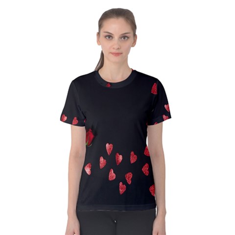 Valentine Day Heart Flower Women s Cotton Tee by artworkshop