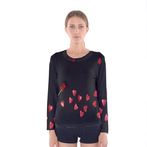 Valentine Day Heart Flower Women s Long Sleeve Tee by artworkshop