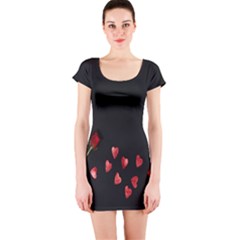 Valentine Day Heart Flower Short Sleeve Bodycon Dress by artworkshop