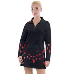 Valentine Day Heart Flower Women s Long Sleeve Casual Dress by artworkshop