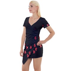 Valentine Day Heart Flower Short Sleeve Asymmetric Mini Dress by artworkshop