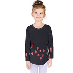 Valentine Day Heart Flower Kids  Long Sleeve Tee