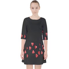 Valentine Day Heart Flower Quarter Sleeve Pocket Dress by artworkshop