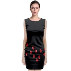 Valentine Day Heart Flower Sleeveless Velvet Midi Dress by artworkshop