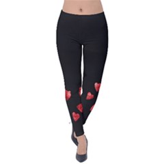 Valentine Day Heart Flower Velvet Leggings by artworkshop