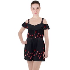 Valentine Day Heart Flower Ruffle Cut Out Chiffon Playsuit by artworkshop