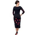 Valentine Day Heart Flower Quarter Sleeve Midi Velour Bodycon Dress View2