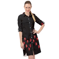 Valentine Day Heart Flower Long Sleeve Mini Shirt Dress by artworkshop