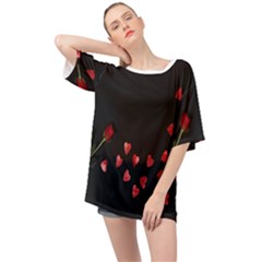 Valentine Day Heart Flower Oversized Chiffon Top by artworkshop