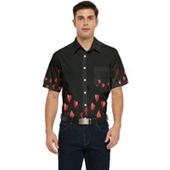 Valentine Day Heart Flower Men s Short Sleeve Pocket Shirt  by artworkshop