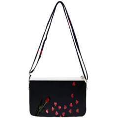 Valentine Day Heart Flower Double Gusset Crossbody Bag by artworkshop