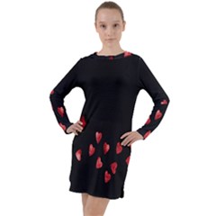 Valentine Day Heart Flower Long Sleeve Hoodie Dress by artworkshop