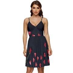 Valentine Day Heart Flower V-neck Pocket Summer Dress  by artworkshop