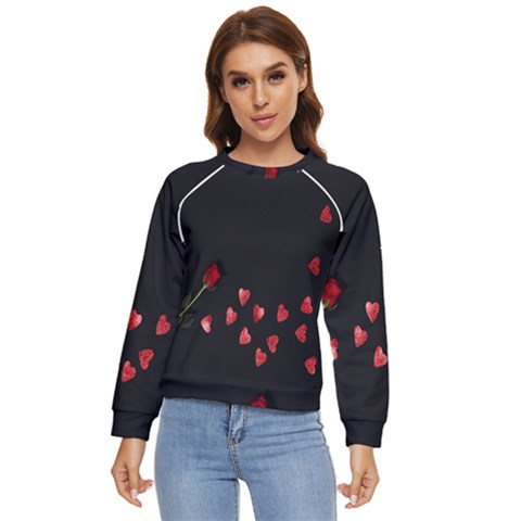 Valentine Day Heart Flower Women s Long Sleeve Raglan Tee by artworkshop