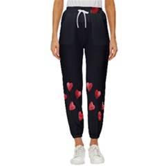 Valentine Day Heart Flower Cropped Drawstring Pants by artworkshop