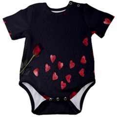 Valentine Day Heart Flower Baby Short Sleeve Bodysuit by artworkshop