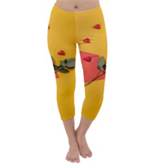 Valentine Day Heart Flower Gift Capri Winter Leggings  by artworkshop