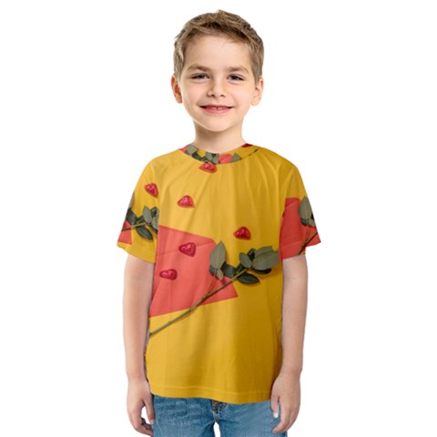 Valentine Day Heart Flower Gift Kids  Sport Mesh Tee by artworkshop