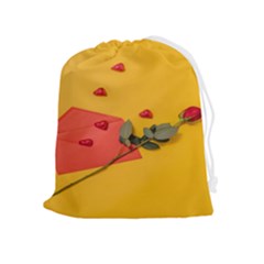 Valentine Day Heart Flower Gift Drawstring Pouch (xl) by artworkshop