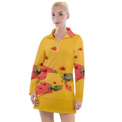 Valentine Day Heart Flower Gift Women s Long Sleeve Casual Dress by artworkshop