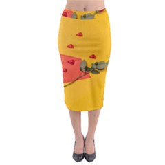 Valentine Day Heart Flower Gift Midi Pencil Skirt by artworkshop