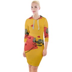 Valentine Day Heart Flower Gift Quarter Sleeve Hood Bodycon Dress