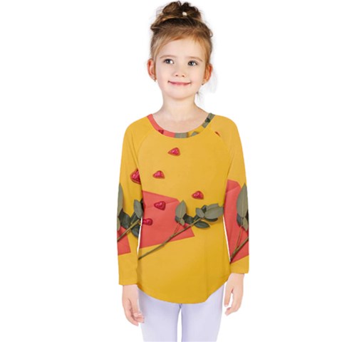 Valentine Day Heart Flower Gift Kids  Long Sleeve Tee by artworkshop