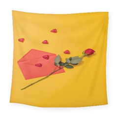 Valentine Day Heart Flower Gift Square Tapestry (large) by artworkshop