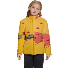 Valentine Day Heart Flower Gift Kids  Puffer Bubble Jacket Coat