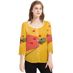 Valentine Day Heart Flower Gift Chiffon Quarter Sleeve Blouse by artworkshop