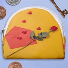 Valentine Day Heart Flower Gift Horseshoe Style Canvas Pouch by artworkshop