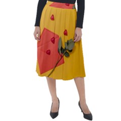 Valentine Day Heart Flower Gift Classic Velour Midi Skirt  by artworkshop