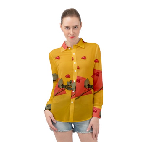 Valentine Day Heart Flower Gift Long Sleeve Chiffon Shirt by artworkshop