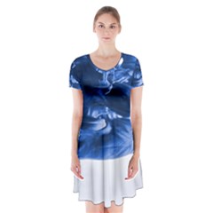 Moving Water And Ink Short Sleeve V-neck Flare Dress by artworkshop