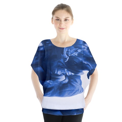 Moving Water And Ink Batwing Chiffon Blouse by artworkshop