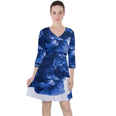 Moving Water And Ink Quarter Sleeve Ruffle Waist Dress by artworkshop