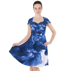 Moving Water And Ink Cap Sleeve Midi Dress by artworkshop