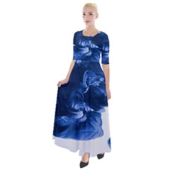 Moving Water And Ink Half Sleeves Maxi Dress by artworkshop