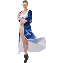 Moving Water And Ink Maxi Chiffon Beach Wrap by artworkshop