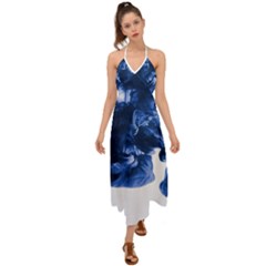 Moving Water And Ink Halter Tie Back Dress  by artworkshop