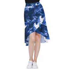 Moving Water And Ink Frill Hi Low Chiffon Skirt by artworkshop