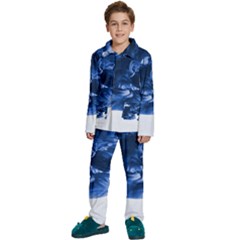 Moving Water And Ink Kids  Long Sleeve Velvet Pajamas Set