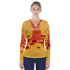 Valentine Day Heart Love Potion V-neck Long Sleeve Top by artworkshop