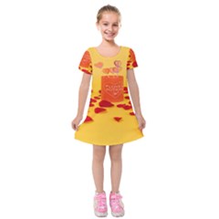 Valentine Day Heart Love Potion Kids  Short Sleeve Velvet Dress by artworkshop