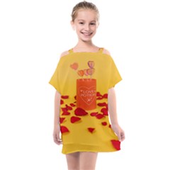 Valentine Day Heart Love Potion Kids  One Piece Chiffon Dress by artworkshop