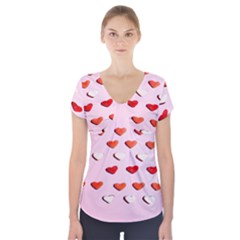 Lolly Candy  Valentine Day Short Sleeve Front Detail Top by artworkshop