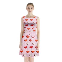 Lolly Candy  Valentine Day Sleeveless Waist Tie Chiffon Dress by artworkshop