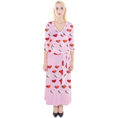 Lolly Candy  Valentine Day Quarter Sleeve Wrap Maxi Dress by artworkshop