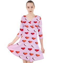 Lolly Candy  Valentine Day Quarter Sleeve Front Wrap Dress by artworkshop