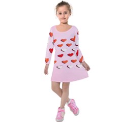 Lolly Candy  Valentine Day Kids  Long Sleeve Velvet Dress by artworkshop